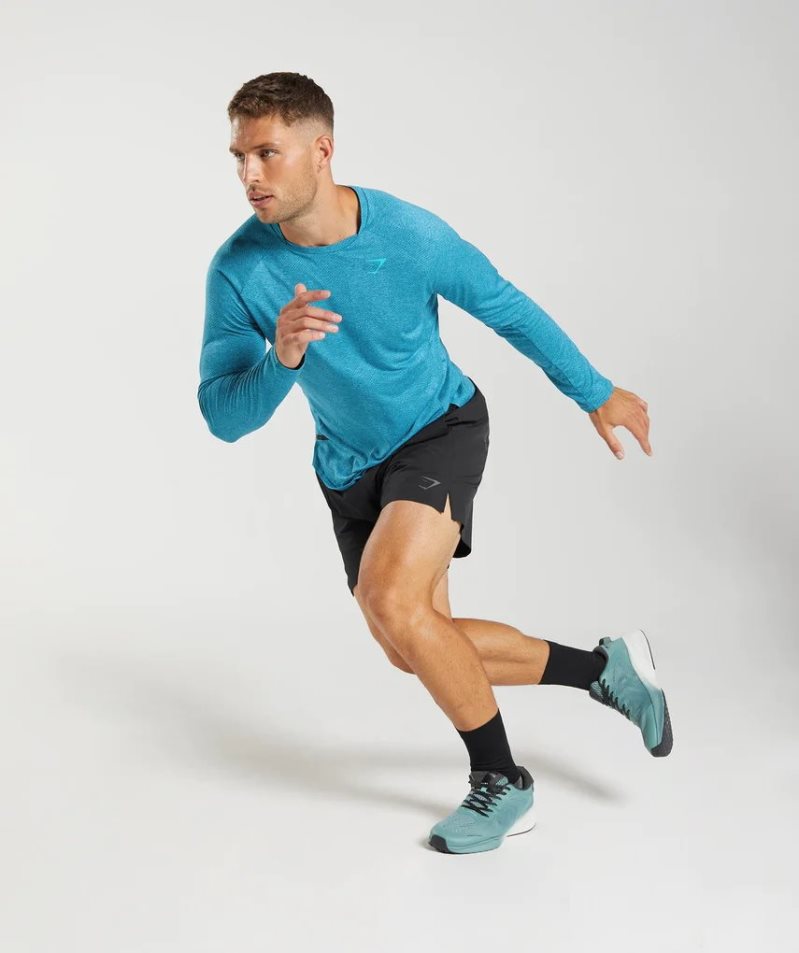 Men's Gymshark Apex Long Sleeve T-Shirts Turquoise | NZ 0USWIH